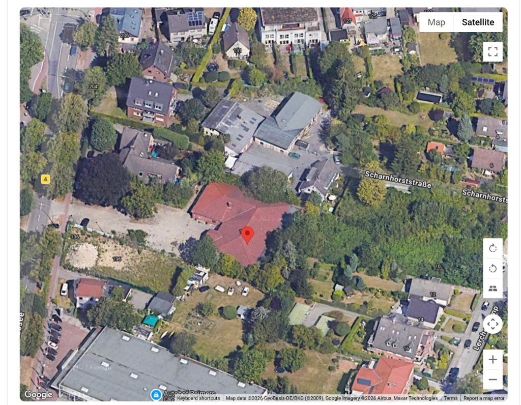 Live-Kartenansicht mit Grundstücksmarkierung